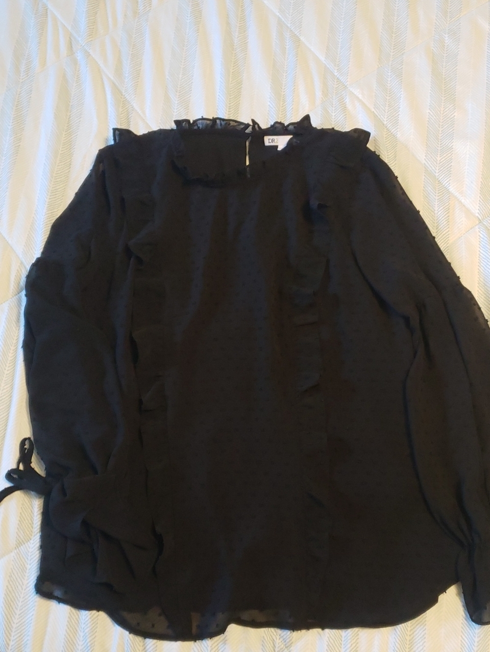 $5 Minim Purchase Of $25 Black Ruffle Long-Sleeve